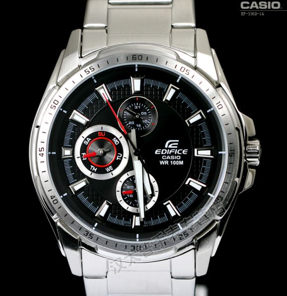 Relógio Casio de quartzo EF-336D três masculinos tira imperm